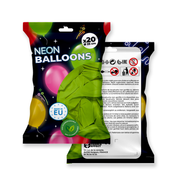 paquet ballons vert fluo