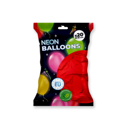 20 ballons de baudruche fluo néon Rouge - 25 cm