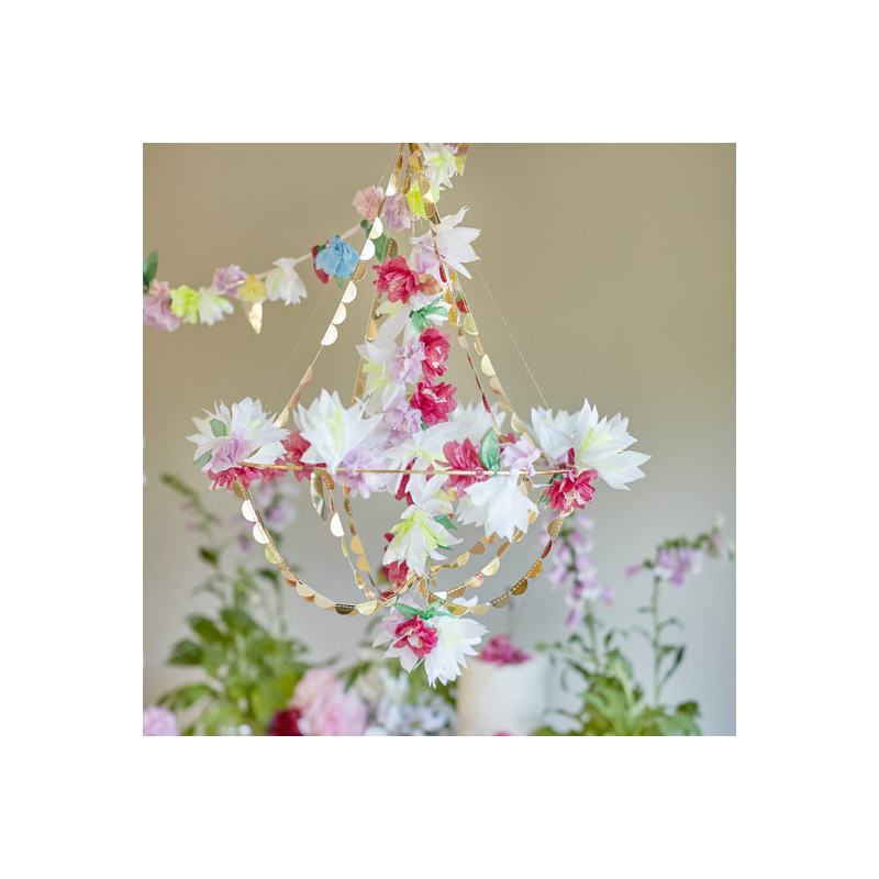 Chandelier fleurie violet papier