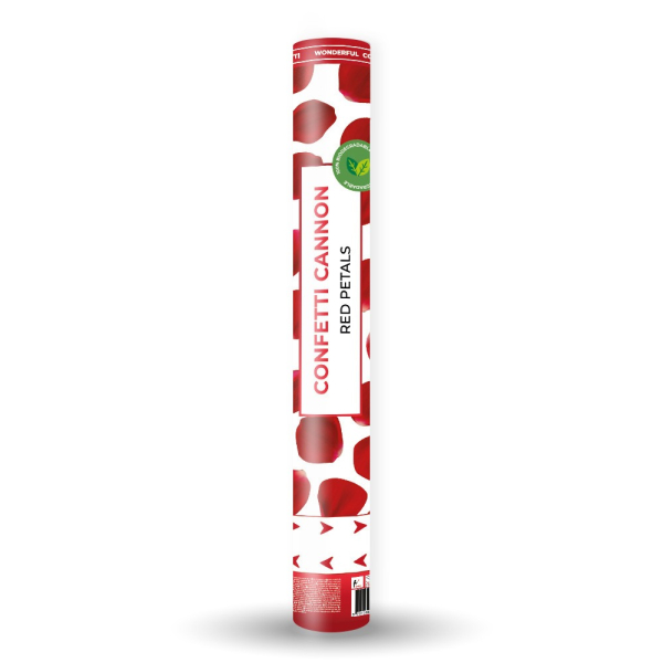 canon confettis petale rouge