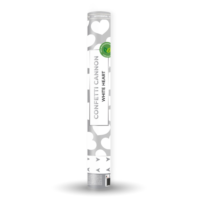 canon confettis mariage coeur blanc