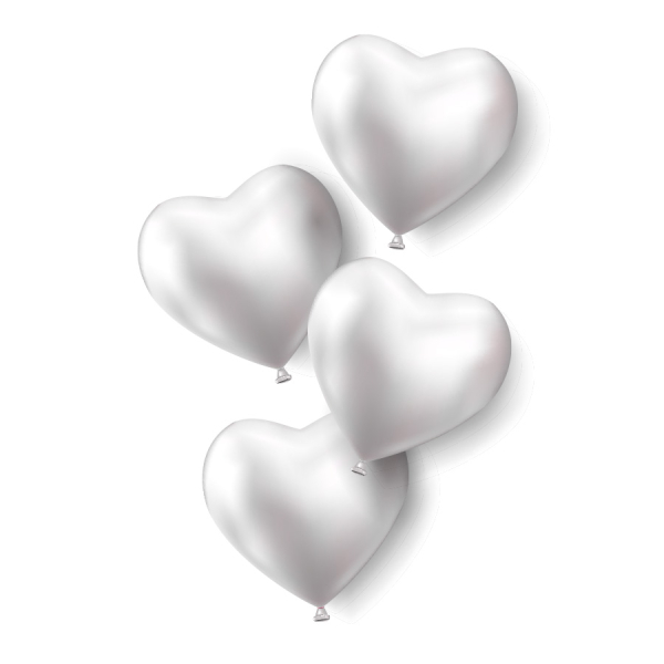 20 Ballons de baudruche Cœur Blanc 28 cm