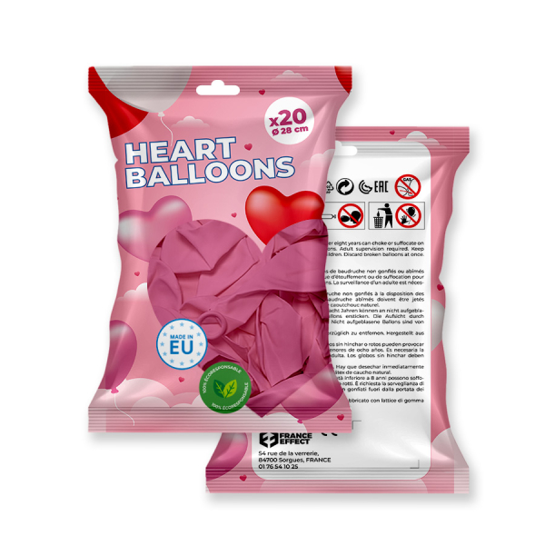 ballons coeur rose baudruche