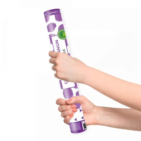 canon a confettis petale violet mains
