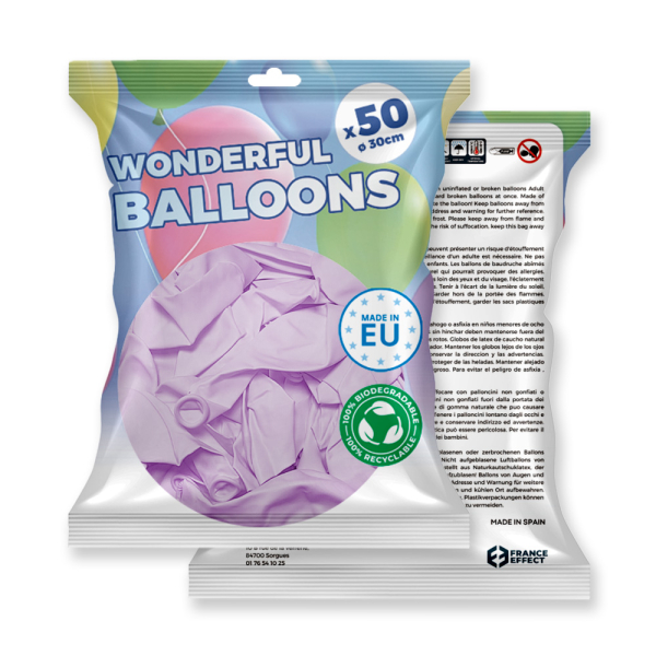 ballons violets pastel biodegradable