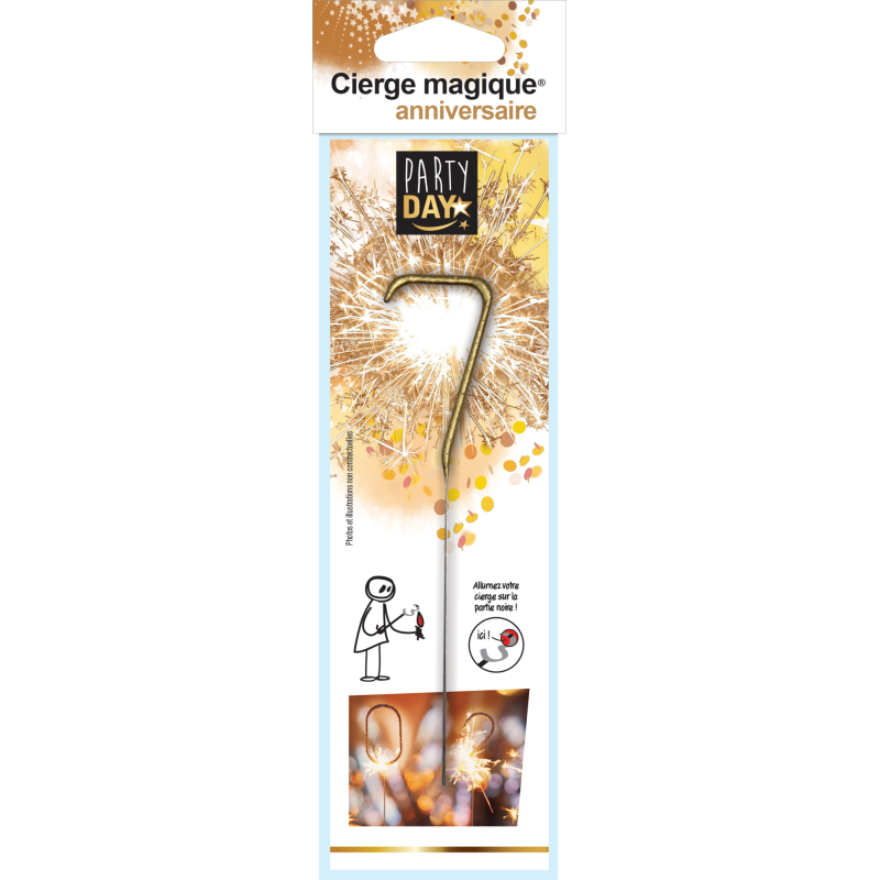 Cierge magique chiffre 7 doré