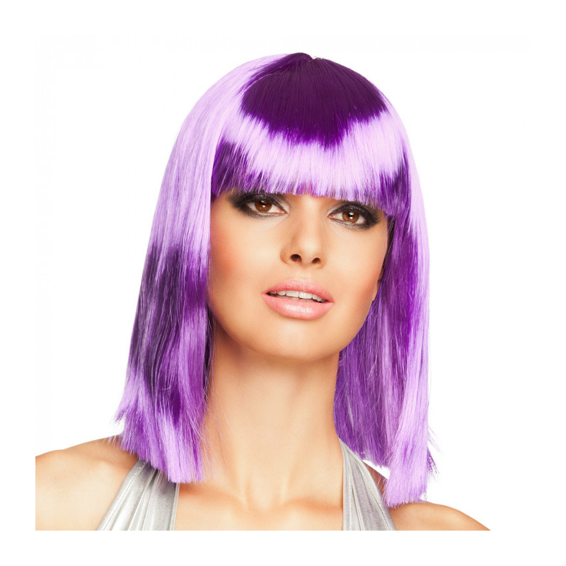 Perruque violette Néon avec frange