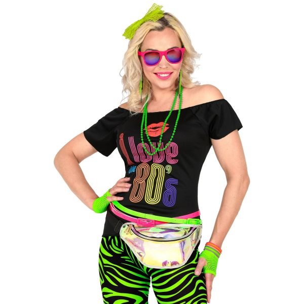 Set accessoires de déguisement années 80 vert fluo Set accessoires de déguisement années 80 vert fluo