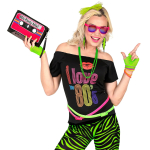 Set accessoires de déguisement années 80 vert fluo Set accessoires de déguisement années 80 vert fluo