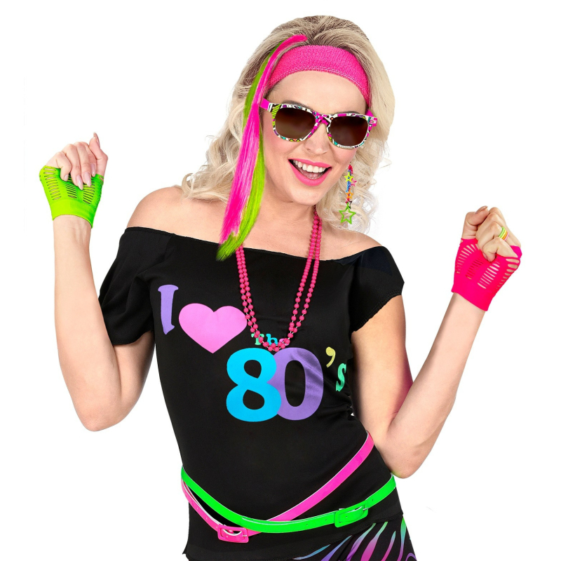 Set accessoires de déguisement fluo fille années 80