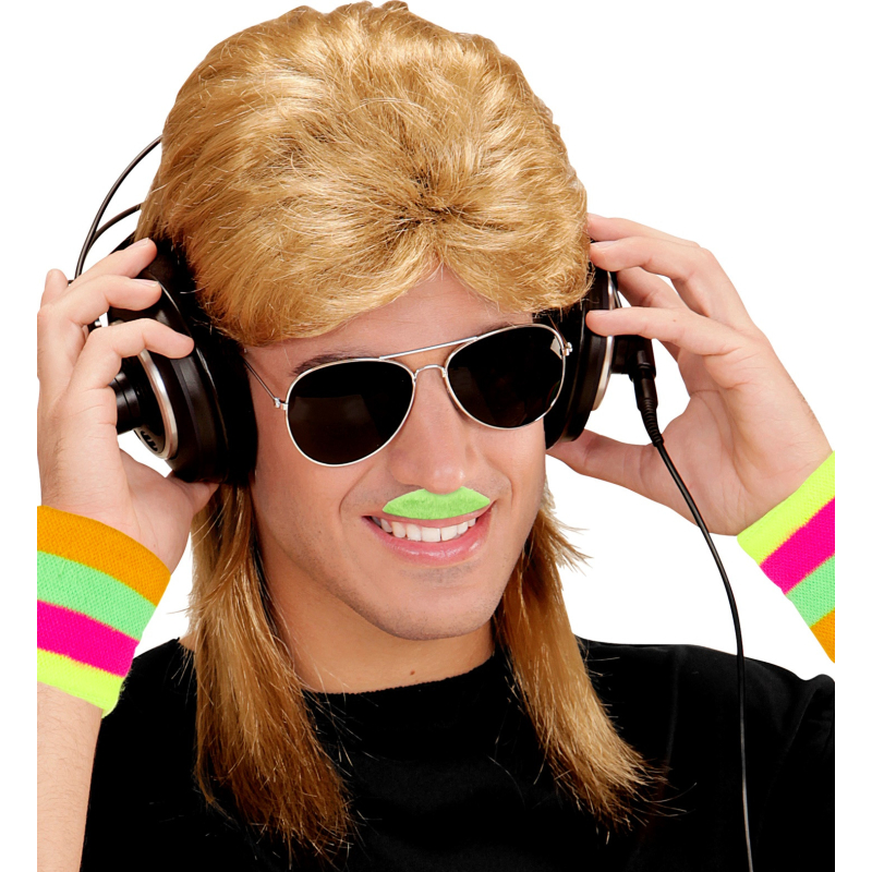 6 Moustaches Néons vertes adhésives