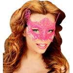 Masque loup néon rose en dentelle Masque loup néon rose en dentelle