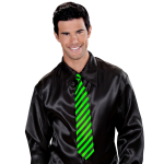 Cravate rayée verte fluo et noir en satin Cravate rayée verte fluo et noir en satin