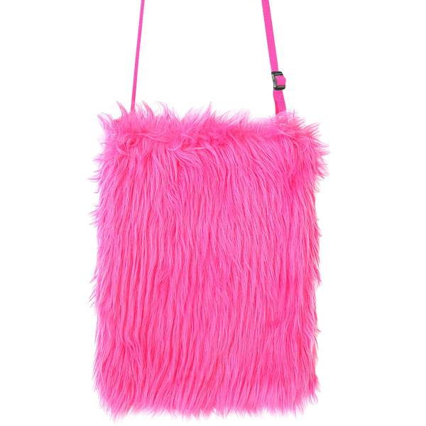 Sac à main en peluche rose fluo Sac à main en peluche rose fluo