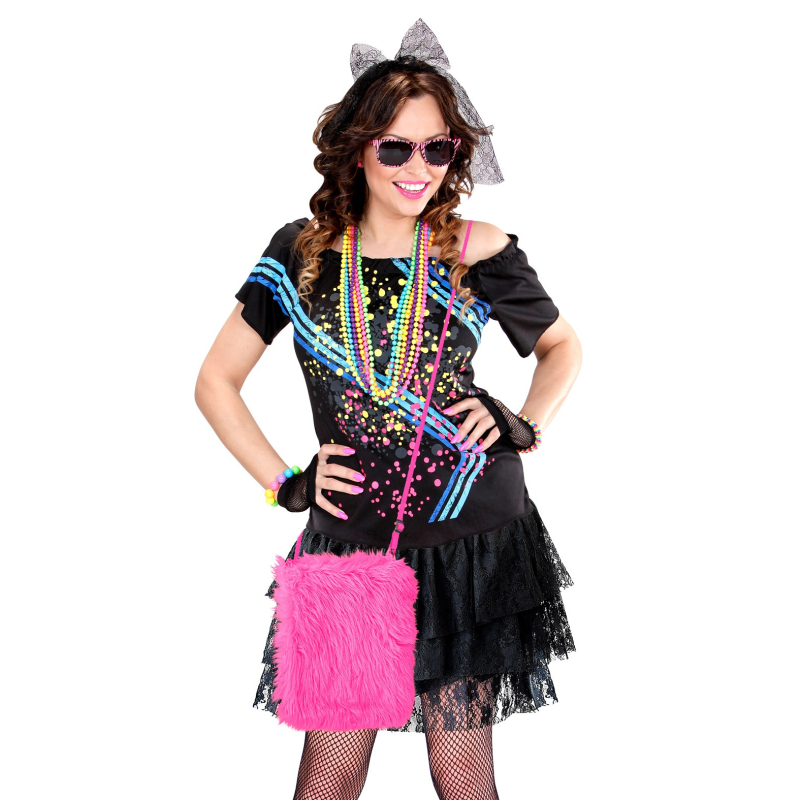 Sac à main en peluche rose fluo