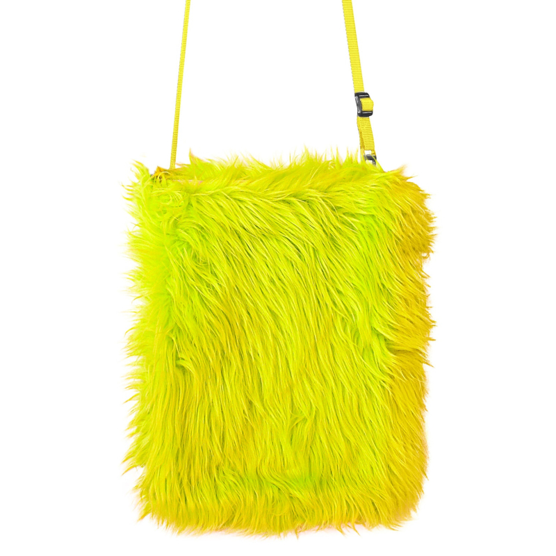 Sac à main en peluche jaune fluo