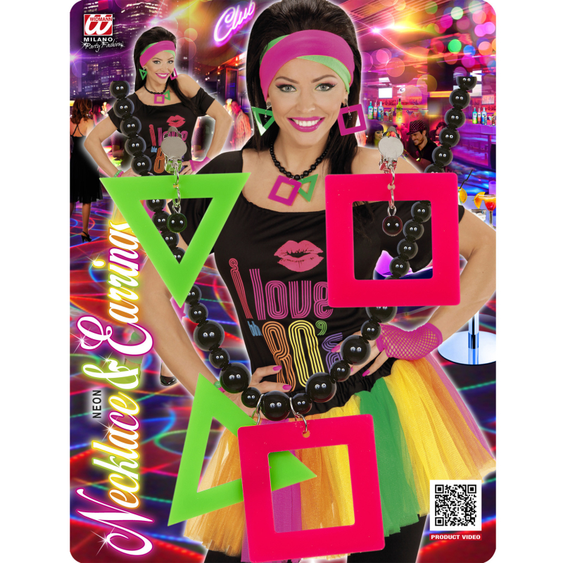 Set de collier et boucles d'oreilles néon géométrique