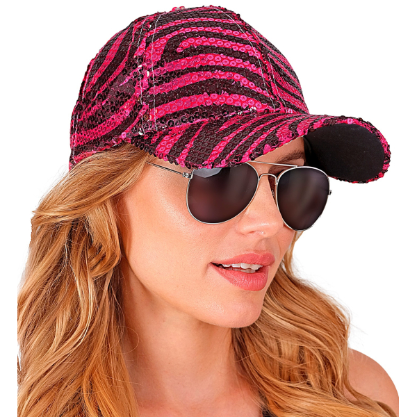 Casquette à sequins, motif zèbre rose Casquette à sequins, motif zèbre rose