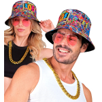 Kit déguisement années 80 graffiti - chapeau bob, lunettes, collier Kit déguisement années 80 graffiti - chapeau bob, lunettes, collier