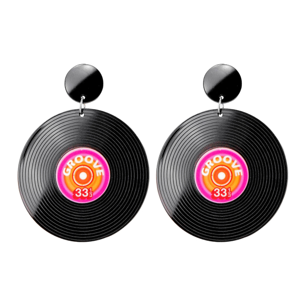 Boucles d'oreilles disque vinyle années 80 Boucles d'oreilles disque vinyle années 80