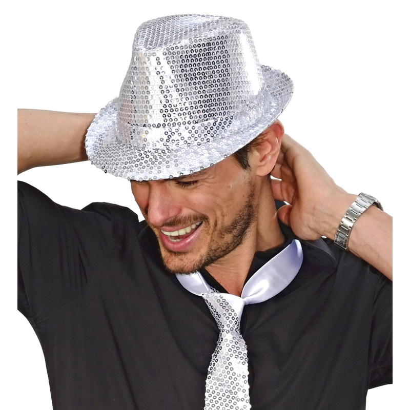 Chapeau paillettes argentées