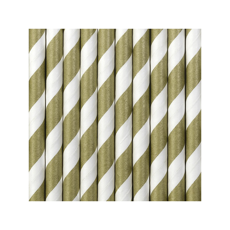 pailles papier or blanches