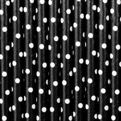 pailles papier noir pois