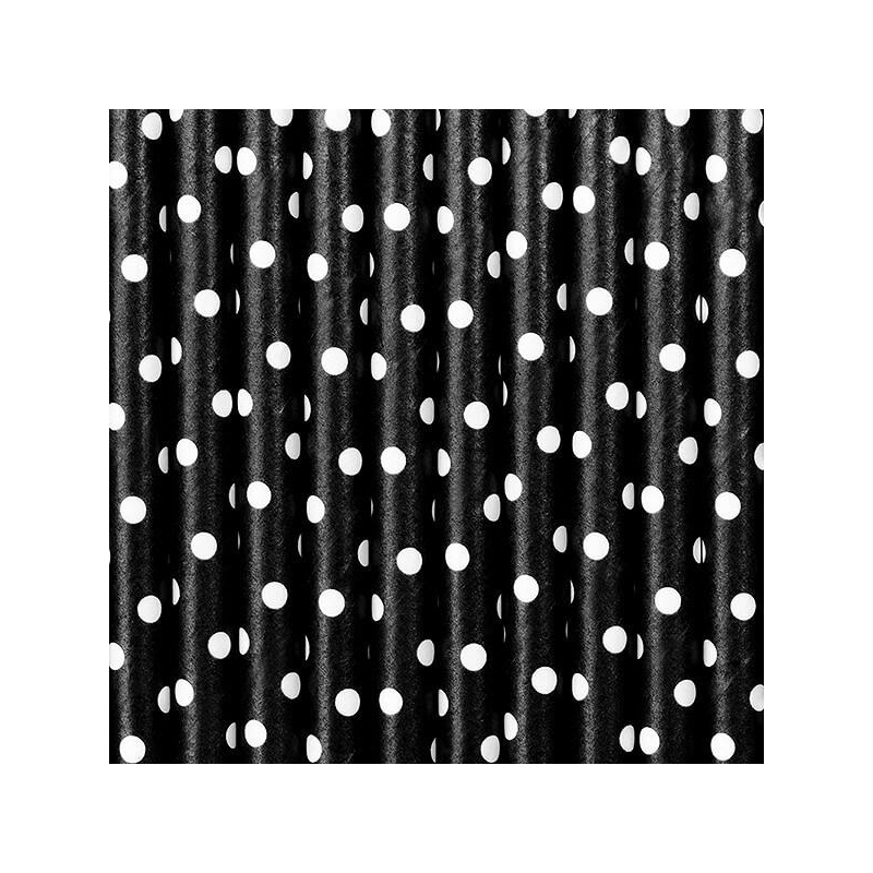 pailles papier noir pois