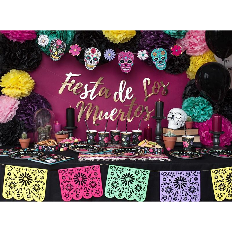 pailles papier noir pois table