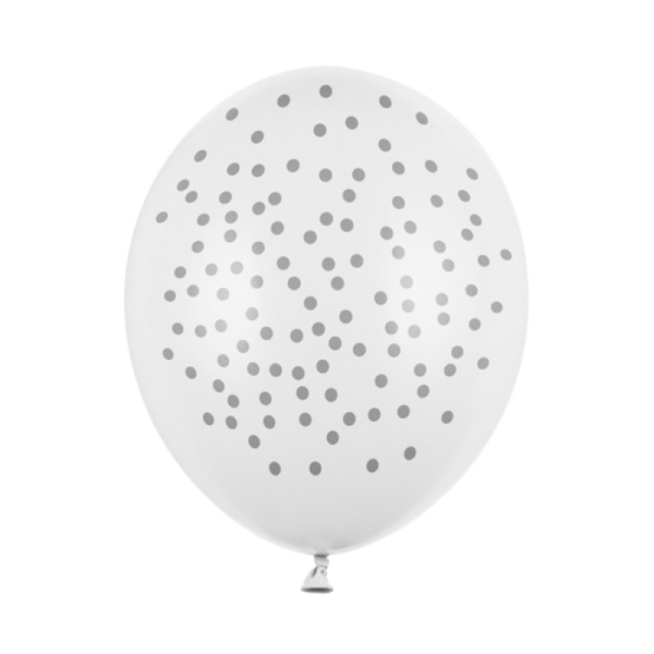 ballons blanc a pois argent