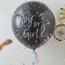 canon à confettis papier bleu pour révéler le sexe de votre bébé