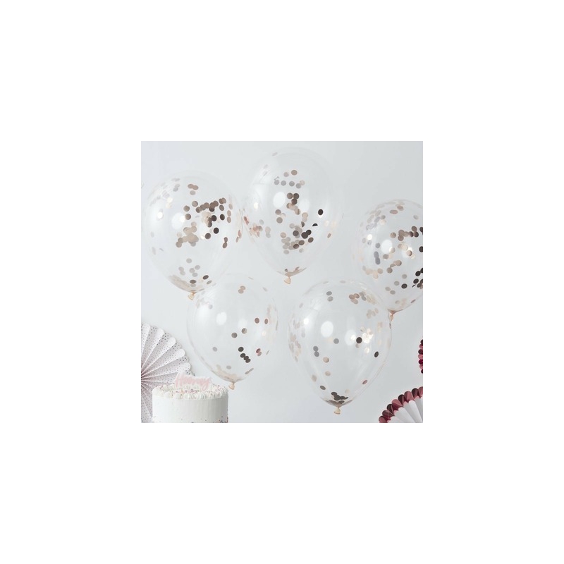 ballons confettis rose golds