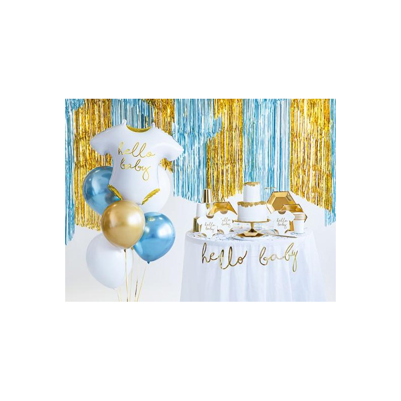 ballon aluminium hello baby dore blanc