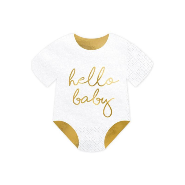 serviette hello baby blanche