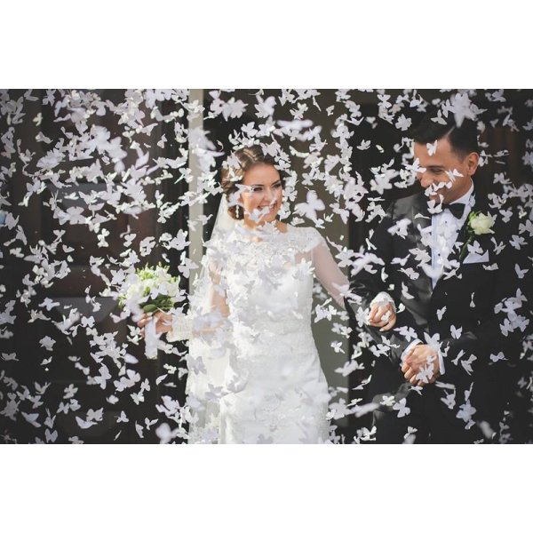 canon a confettis papillons blanc ambiance